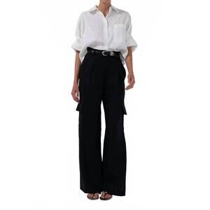 NEW PARENTEZI monica cargo linen pants in black